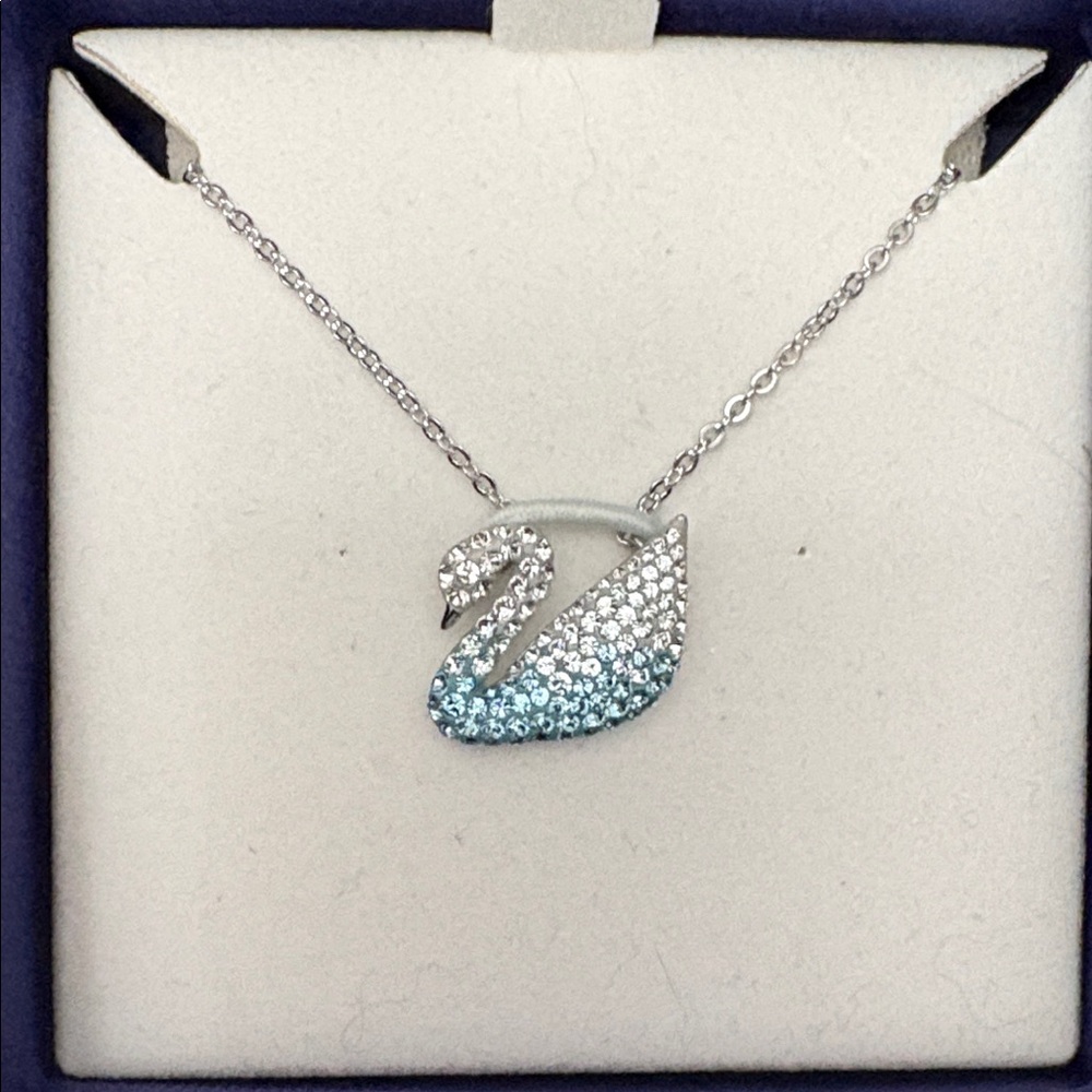 Swarovski Silver Necklace with Blue Swan Pendant! NWT! Guarantee Authentic!
